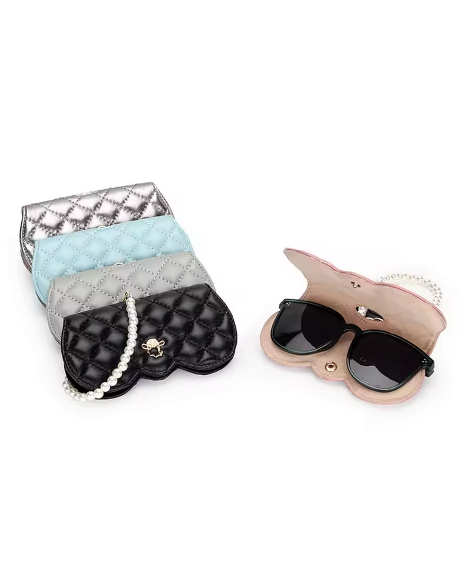 Etui lunettes Cuir et perles + Crochet sac